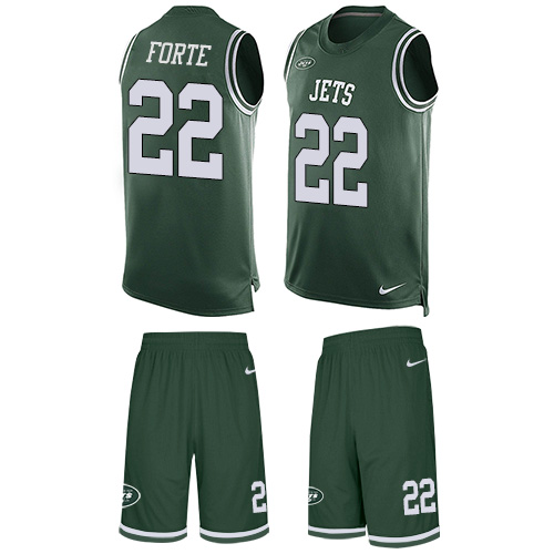 Men's Nike New York Jets #22 Matt Forte Limited Green Tank Top Suit NFL Jersey