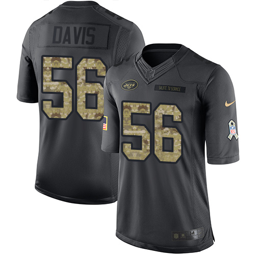 Men's Nike New York Jets #56 DeMario Davis Limited Black 2016 Salute to Service NFL Jersey