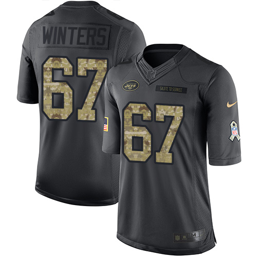 Men's Nike New York Jets #67 Brian Winters Limited Black 2016 Salute to Service NFL Jersey