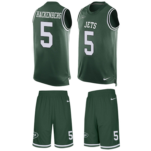 Men's Nike New York Jets #5 Christian Hackenberg Limited Green Tank Top Suit NFL Jersey