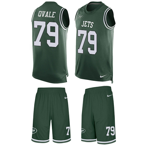 Men's Nike New York Jets #79 Brent Qvale Limited Green Tank Top Suit NFL Jersey