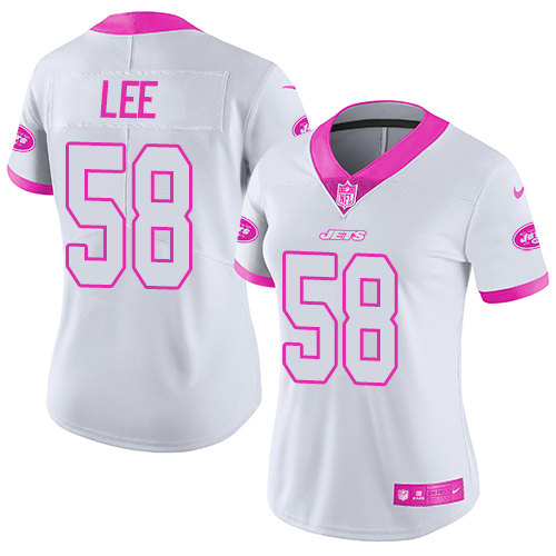 Women's Nike New York Jets #58 Darron Lee Limited White/Pink Rush Fashion NFL Jersey