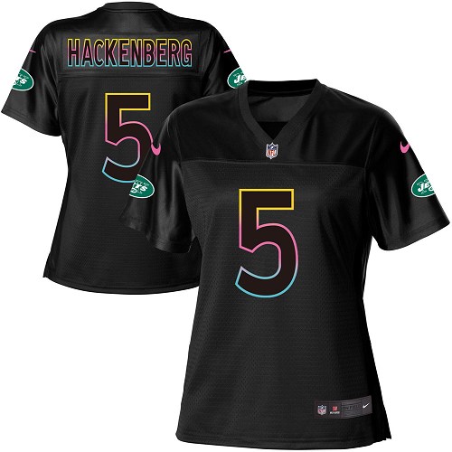 Women's Nike New York Jets #5 Christian Hackenberg Game Black Fashion NFL Jersey