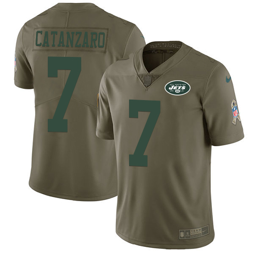 Men's Nike New York Jets #7 Chandler Catanzaro Limited Olive 2017 Salute to Service NFL Jersey
