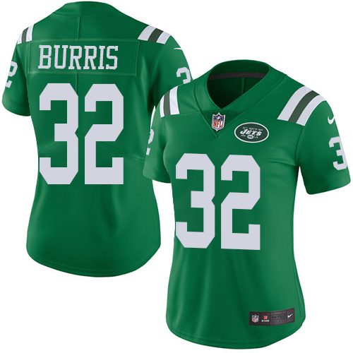 Women's Nike New York Jets #32 Juston Burris Limited Green Rush Vapor Untouchable NFL Jersey