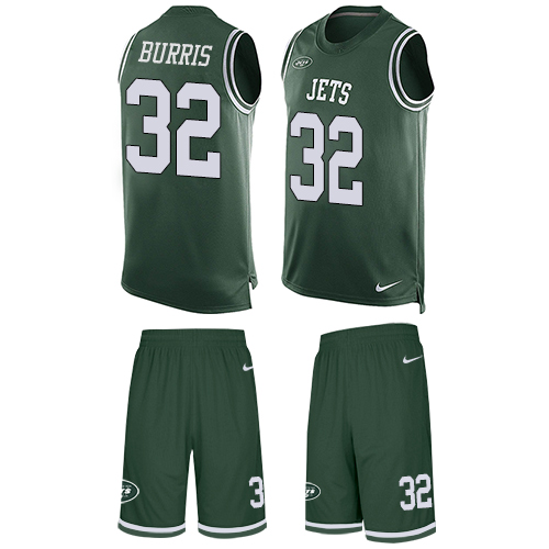 Men's Nike New York Jets #32 Juston Burris Limited Green Tank Top Suit NFL Jersey