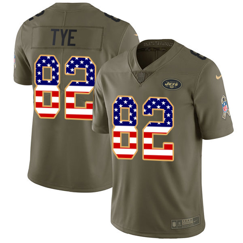 Men's Nike New York Jets #82 Will Tye Limited Olive/USA Flag 2017 Salute to Service NFL Jersey