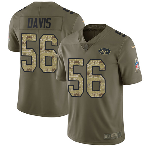 Men's Nike New York Jets #56 DeMario Davis Limited Olive/Camo 2017 Salute to Service NFL Jersey