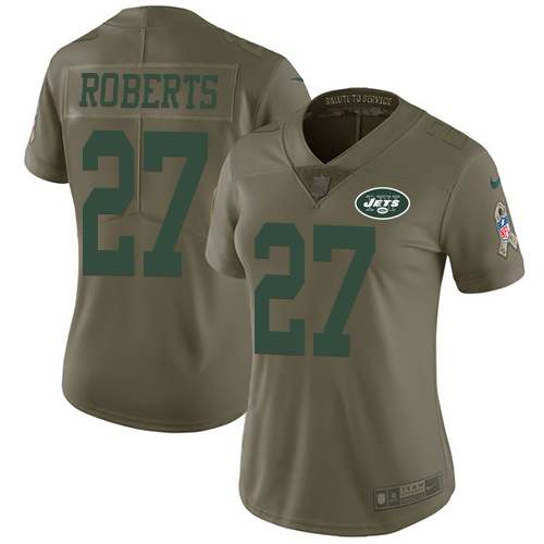 Women's Nike New York Jets #27 Darryl Roberts Limited Olive 2017 Salute to Service NFL Jersey