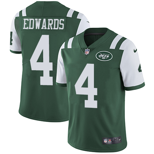 Men's Nike New York Jets #4 Lac Edwards Green Team Color Vapor Untouchable Limited Player NFL Jersey