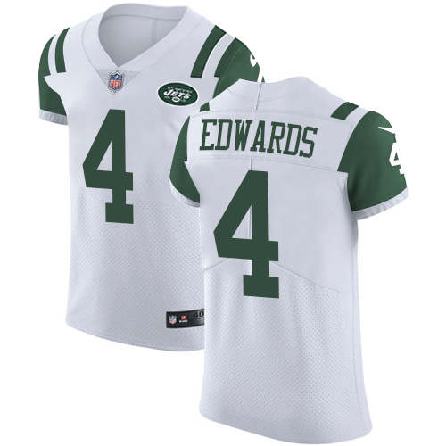 Men's Nike New York Jets #4 Lac Edwards Elite White NFL Jersey