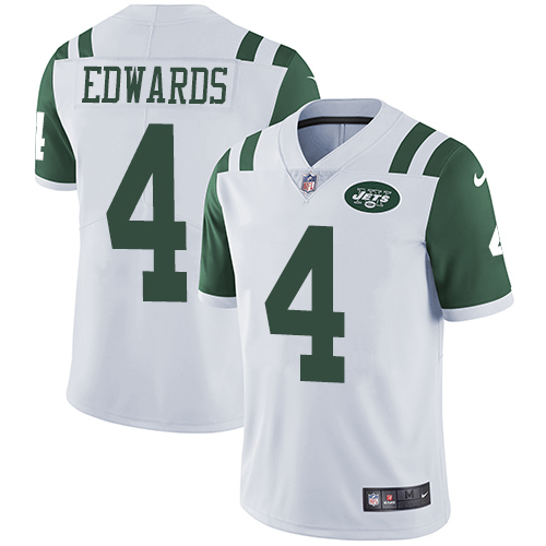 Men's Nike New York Jets #4 Lac Edwards White Vapor Untouchable Limited Player NFL Jersey