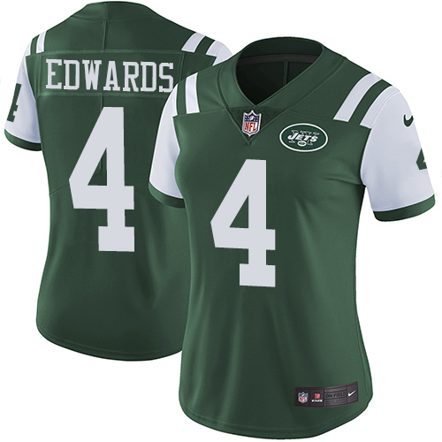 Women's Nike New York Jets #4 Lac Edwards Green Team Color Vapor Untouchable Elite Player NFL Jersey