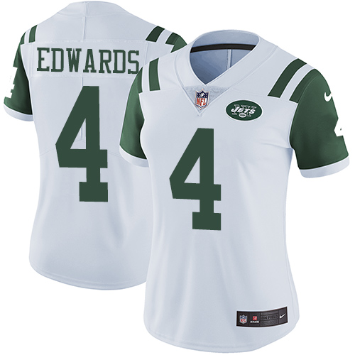 Women's Nike New York Jets #4 Lac Edwards White Vapor Untouchable Elite Player NFL Jersey