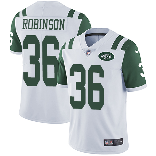 Men's Nike New York Jets #36 Rashard Robinson White Vapor Untouchable Limited Player NFL Jersey