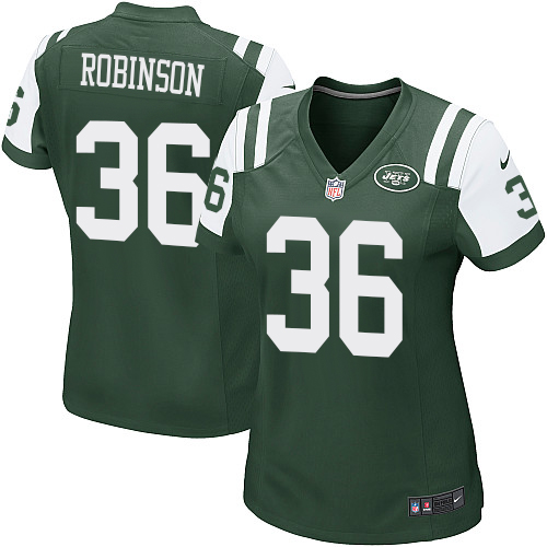 Women's Nike New York Jets #36 Rashard Robinson Game Green Team Color NFL Jersey