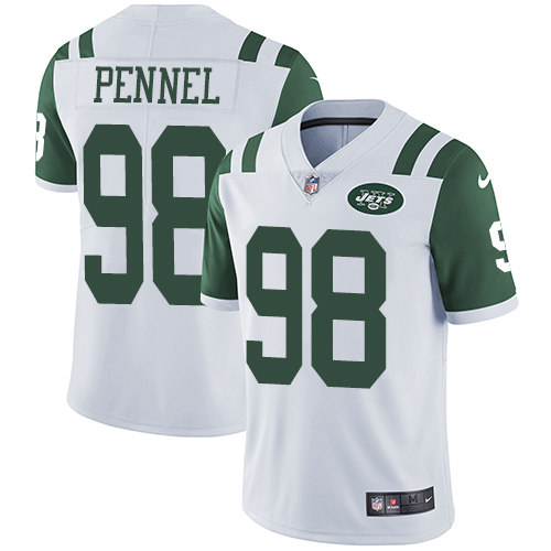 Men's Nike New York Jets #98 Mike Pennel White Vapor Untouchable Limited Player NFL Jersey