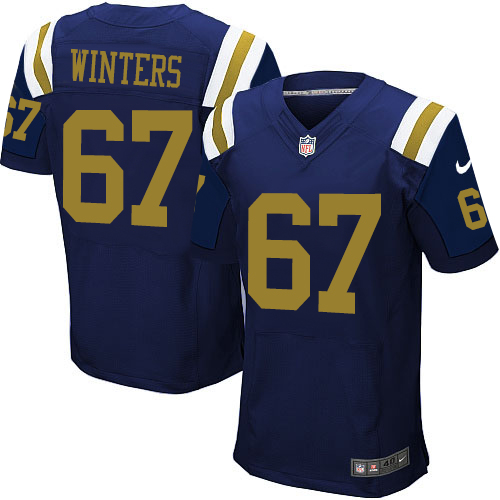 Men's Nike New York Jets #67 Brian Winters Elite Navy Blue Alternate NFL Jersey