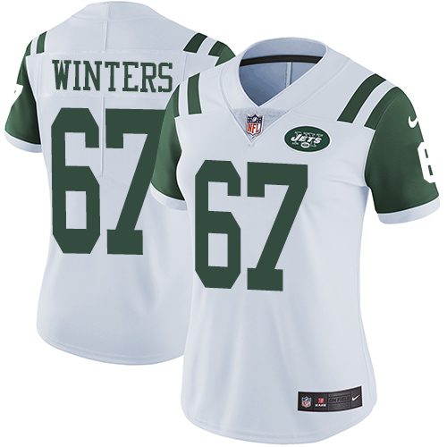 Women's Nike New York Jets #67 Brian Winters White Vapor Untouchable Limited Player NFL Jersey