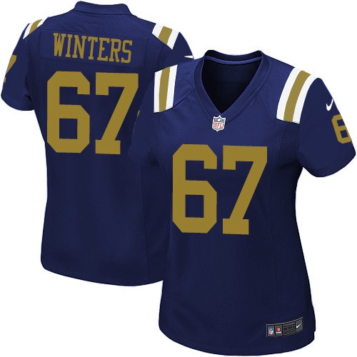 Women's Nike New York Jets #67 Brian Winters Elite Navy Blue Alternate NFL Jersey