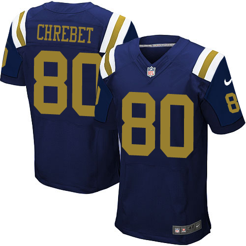 Men's Nike New York Jets #80 Wayne Chrebet Elite Navy Blue Alternate NFL Jersey