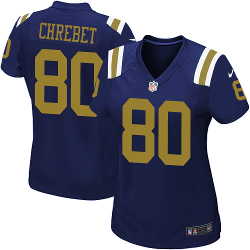 Women's Nike New York Jets #80 Wayne Chrebet Elite Navy Blue Alternate NFL Jersey
