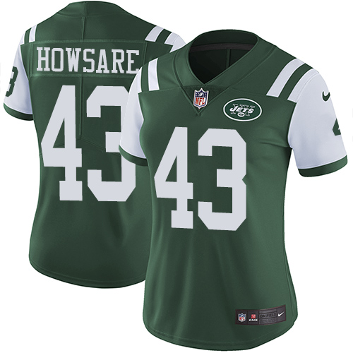 Women's Nike New York Jets #43 Julian Howsare Green Team Color Vapor Untouchable Limited Player NFL Jersey