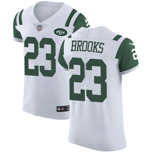 Men's Nike New York Jets #23 Terrence Brooks Elite White NFL Jersey