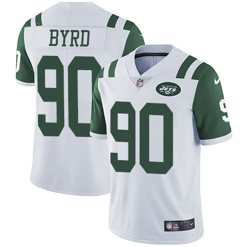 Men's Nike New York Jets #90 Dennis Byrd White Vapor Untouchable Limited Player NFL Jersey