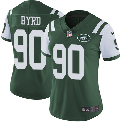 Women's Nike New York Jets #90 Dennis Byrd Green Team Color Vapor Untouchable Limited Player NFL Jersey