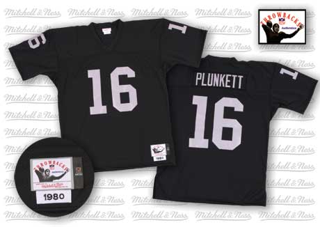 Mitchell and Ness Oakland Raiders #16 Jim Plunkett Black Authentic Throwback NFL Jersey