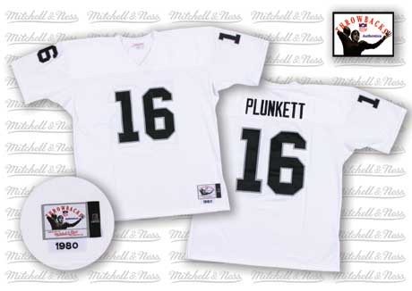Mitchell and Ness Oakland Raiders #16 Jim Plunkett White Authentic NFL Throwback Jersey