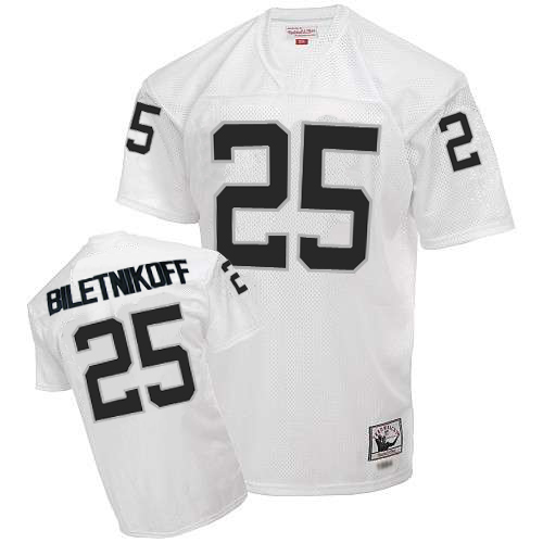 Mitchell and Ness Oakland Raiders #25 Fred Biletnikoff White Authentic Throwback NFL Jersey