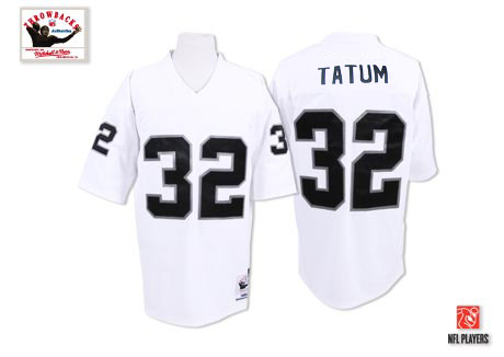 Mitchell and Ness Oakland Raiders #32 Jack Tatum White Authentic Throwback NFL Jersey