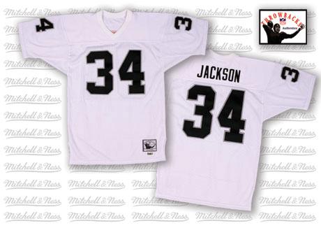 Mitchell and Ness Oakland Raiders #34 Bo Jackson White Authentic NFL Throwback Jersey