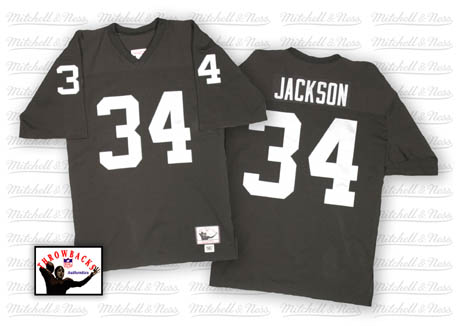 Youth Mitchell and Ness Oakland Raiders #34 Bo Jackson Black Team Color Authentic NFL Throwback Jersey