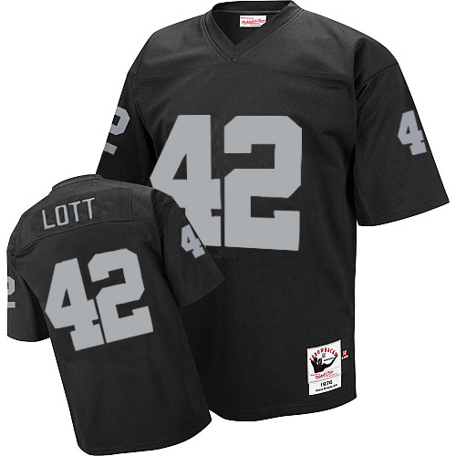 Mitchell and Ness Oakland Raiders #42 Ronnie Lott Black Authentic Throwback NFL Jersey