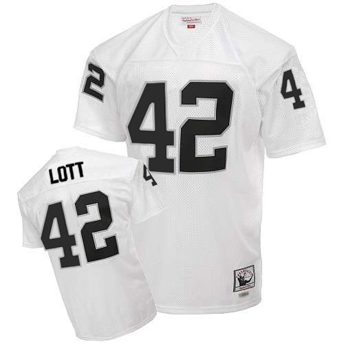 Mitchell and Ness Oakland Raiders #42 Ronnie Lott White Authentic Throwback NFL Jersey