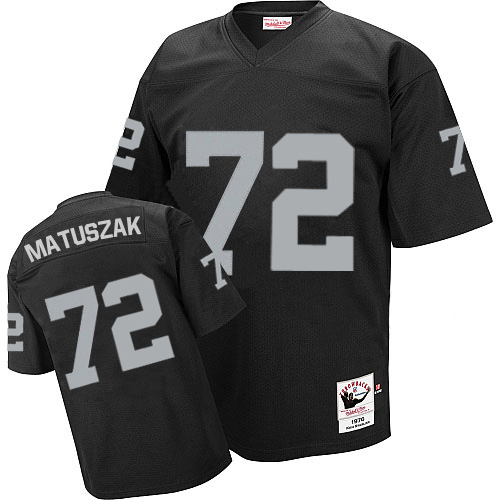 Mitchell and Ness Oakland Raiders #72 John Matuszak Black Team Color Authentic NFL Throwback Jersey