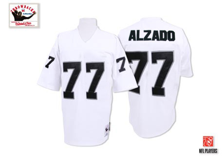 Mitchell and Ness Oakland Raiders #77 Lyle Alzado White Authentic Throwback NFL Jersey