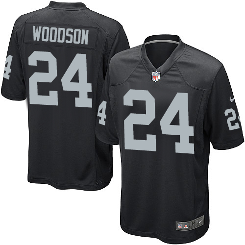 Men's Nike Oakland Raiders #24 Charles Woodson Game Black Team Color NFL Jersey
