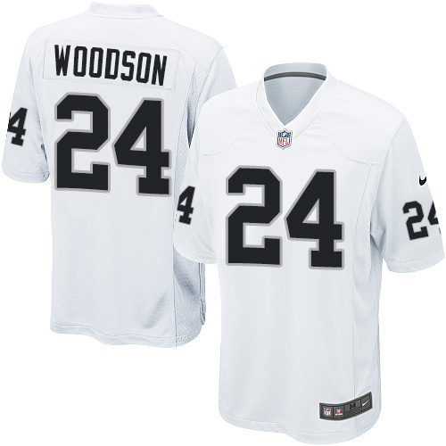 Men's Nike Oakland Raiders #24 Charles Woodson Game White NFL Jersey