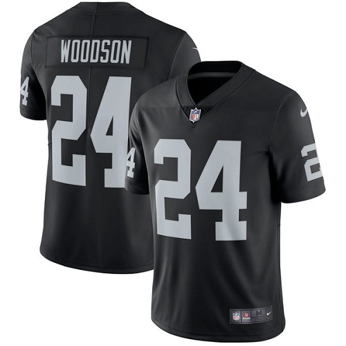 Youth Nike Oakland Raiders #24 Charles Woodson Black Team Color Vapor Untouchable Elite Player NFL Jersey