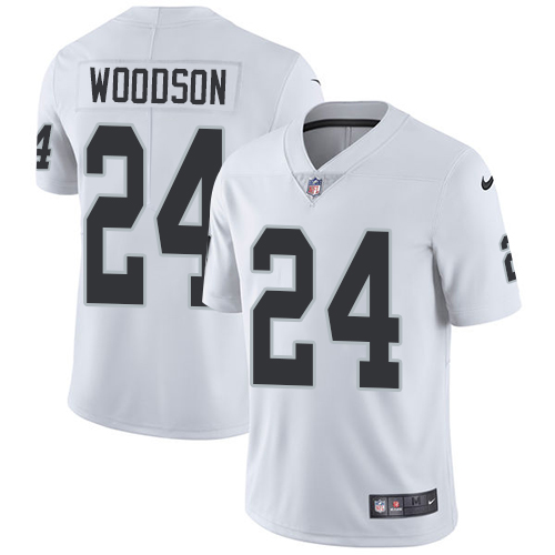 Youth Nike Oakland Raiders #24 Charles Woodson White Vapor Untouchable Elite Player NFL Jersey