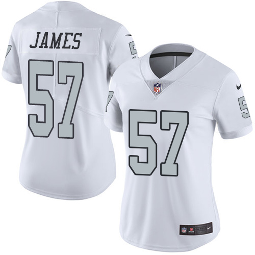 Women's Nike Oakland Raiders #57 Cory James Limited White Rush Vapor Untouchable NFL Jersey