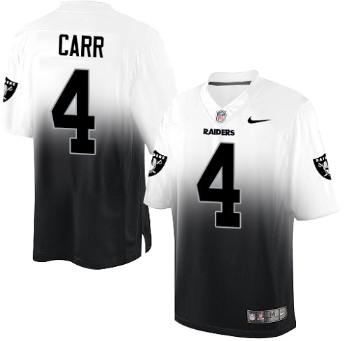 Youth Nike Oakland Raiders #4 Derek Carr Elite White/Black Fadeaway NFL Jersey