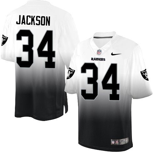 Youth Nike Oakland Raiders #34 Bo Jackson Elite White/Black Fadeaway NFL Jersey