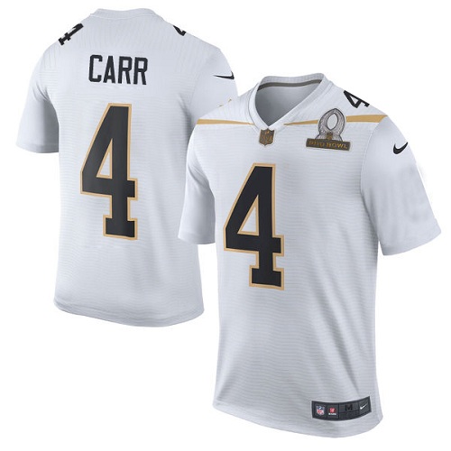Men's Nike Oakland Raiders #4 Derek Carr Elite White Team Rice 2016 Pro Bowl NFL Jersey