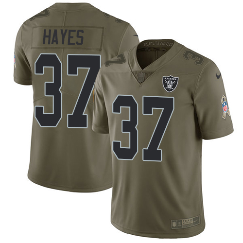 Youth Nike Oakland Raiders #37 Lester Hayes Limited Olive 2017 Salute to Service NFL Jersey