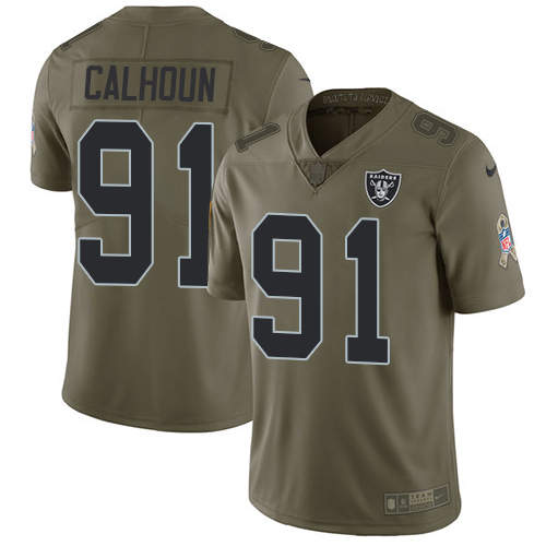 Men's Nike Oakland Raiders #91 Shilique Calhoun Limited Olive 2017 Salute to Service NFL Jersey